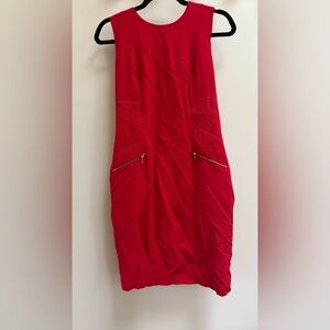 Chic Red Dress with Zipper Accents